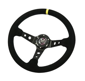 Kierownica Evolution X - zamsz żółty pasek