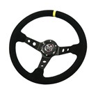 Kierownica Evolution X - zamsz żółty pasek